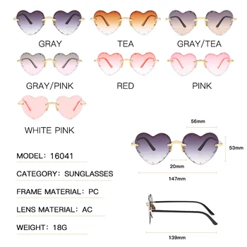 2020 Novo Srce Oblikovan sončna Očala Modne blagovne Znamke Oblikovalec Rimless Očala Srčkan Seksi Dame Gradient sončna Očala UV400 Stranka Oculos