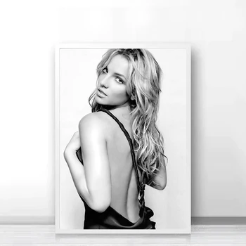Home Decor Črno in Belo Platno Slikarstvo Britney Spears Sliko Steno Umetnost Portret Tiskanja Modularni Okvir Za Plakat Dnevna Soba