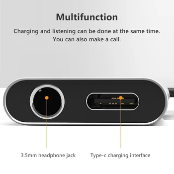 3,5 mm Avdio Kabel 2-v-1 USB Tip-C Polnjenje Slušalke Kabel Za Pametni telefon Android, Aux Priključek za Slušalke Razdelilno Kabelsko Zaračuna Klic