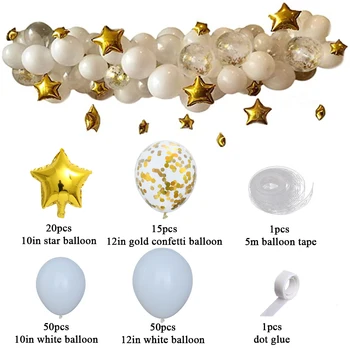 137pcs Malo Star Balon Garland Arch Komplet s konfeti balon bele balone, Poroka, Rojstni dan Baby Tuš Odlikovanja