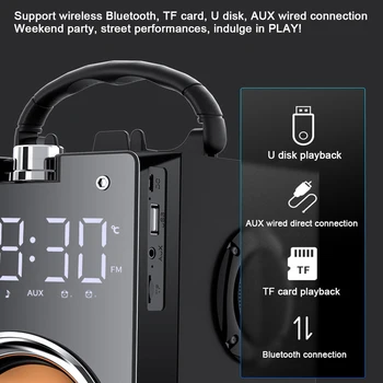 Močan Bas Bluetooth Zvočniki High Power 3D Stereo Prenosni Stolpec Subwoofer Glasbeni Center HIFI BoomBox LED Zaslon AUX TF FM