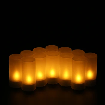 12pcs LED Utripa Brezplamensko Sveče za ponovno Polnjenje Tealight Sveče Luči Počitnice Stranka Poroko Dekorativne Luči
