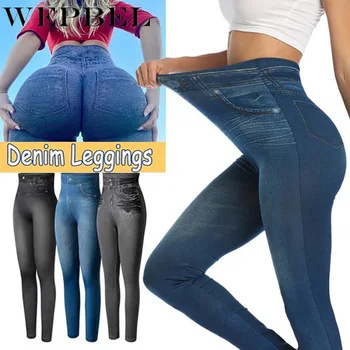 WEPBEL Push Up Brezhibno Visoko Pasu Toplo Jeans Dokolenice Ženske Jesen in Zimo, Elastična Jeggings Traper Hlače Leggins
