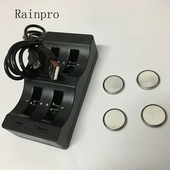 Rainpro 1set/lot (4PCS LIR2032+1PCS inteligentni polnilec) 3,6 V Polnilna litijeve gumbaste baterije