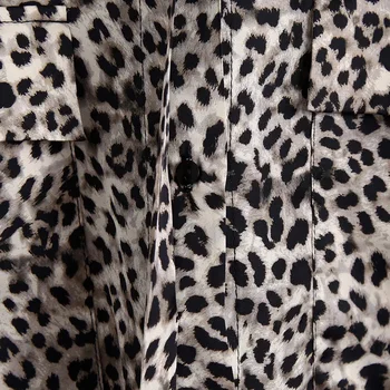 LVWOMN Za 2021 Nove Dolg Rokav Vrh Bluzo Ženske Letnik Leopard Natisniti Majice Elegantna Urad Bluzo Žepi Ženski Svoboden Elegancija Vrh