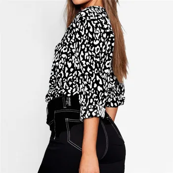 HiloRill Bluzo Ženske Priložnostne Leopard Tiskanja Bluzo Z Dolgimi Rokavi Proti-Vrat Urad Bluzo Elegantne Dame Vrhovi Blusas Mujer De Moda 2020