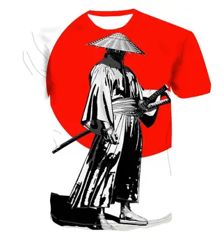 Novo Samurai tiskanje 3D T-shirt posadke vratu za moške Japonska natisnjeni kratek rokav 3D t-shirt za moške priložnostne Ninja vzorec 3D T-shirt 110-6XL