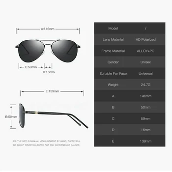AORON Moških Polarizirana sončna Očala Klasičnih Pilotni Očala blagovne Znamke Goggoles UV400 Zaščito Kovinski Okvir