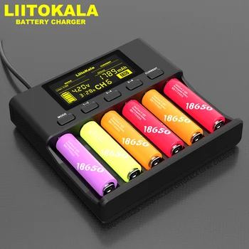 LiitoKala Lii-S6 18650 Litijeva baterija, Polnilnik 6-Reža za Auto-Polarnosti Odkrivanje Za 3,7 V 26650 21700 32650 1,2 V AA AAA baterije
