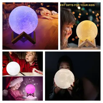 3D Tiskanje Moon light Doma Dekor Otrok Otrok Darilo Novost LED Lunar Noč Svetlobo Lune Lučka 16 Barv Spremenite Daljinski upravljalnik Spalnica