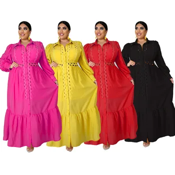 4XL 5XL Plus Velikost Božič Haljo Femme Ženske Maxi Obleke Velikih Velikosti Seksi Votlih Iz Afriške Dolgo Obleko Pomlad Jesen Oblačila