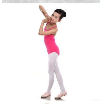 6-12Y Otroci, Dekleta brez Rokavov Gimnastika Bodysuit Balet Leotard Bombaž Plesno Obleko Nositi Obleko