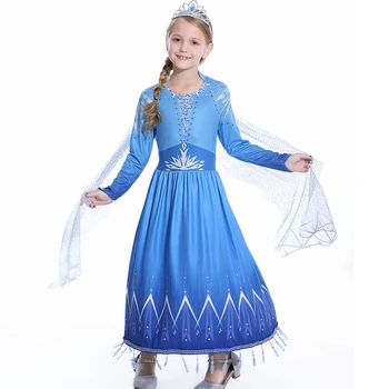 Elsa nova Obleko gor Kostum za Dekleta, Novo Leto Oblačila, Snežna Kraljica 2 Cosplay Elza Plašč Obleko Otroci Fantasia Prikrivanje Princesa Kostume