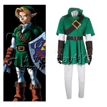 Vroče The Legend of Zelda Povezavo Cosplay Kostum Celoten Sklop Strip Povezavo Cosplay zelene Obleke Celoten sklop noč Čarovnic in lasuljo Pošlji klobuk 2019