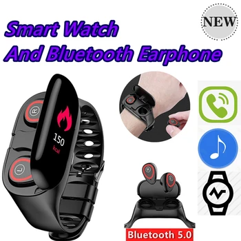 M1 Najnovejši 2 V 1 AI Pametno Gledati Z Bluetooth Slušalke Srčnega utripa Smart Manšeta Dolgo Časa Pripravljenosti Šport Gledajo Moški