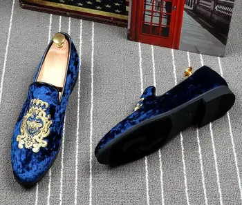 2019 Moških luksuzni Britanski Oblikovalec žamet Vezenje, gospod oxfords čevlji Ples, Človek Poroka maturantski Čevlji zapatos hombre
