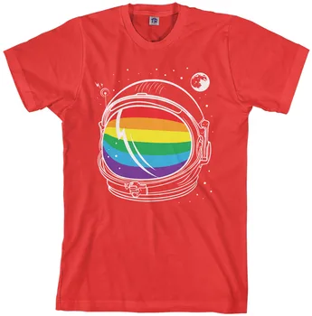 Tiskanje Majice s kratkimi rokavi Moški Threadrock Men ' s Rainbow Astronavt T-shirt Gej Ponos, Bombaž Novo blagovno Znamko T-Majice