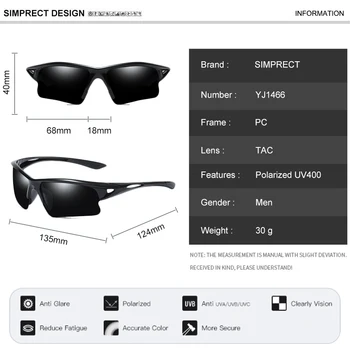 SIMPRECT 2021 Šport Polarizirana sončna Očala Moških UV400 Visoke Kakovosti Ogledalo Windproof Anti-glare Voznika Kvadratnih sončna Očala Za Moške