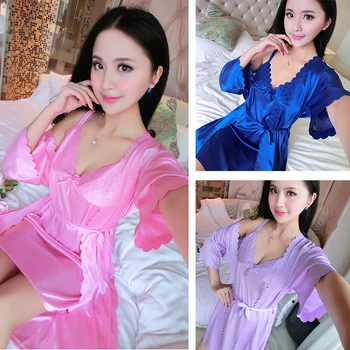 Pižamo Pižame Nightgown Pajama Nastavite korejskih žensk noč zanko poletje ice seksi čipke doma 2020 Pomlad