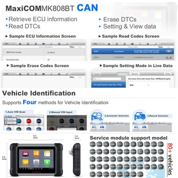 Autel MaxiCOM MK808BT OBD2 Optičnega Diagnostično Orodje,s MaxiVCI Podpira Celoten Sistem Diagnoze Nadgrajena Različica MK808