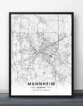 Krefeld Leipzigu Lubeck Magdeburg Mainz Mannheim Ac Münchnu Munster Nürnberg Oberhausen Osnabrücku Nemčiji Zemljevid Plakat