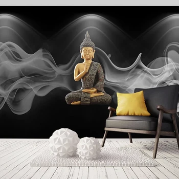 Po meri 3D Fotografije za Ozadje Povzetek Dim Novi Kitajski Slog Buda Kiparska Umetnost Stensko Slikarstvo, Dnevna Soba, Spalnica Ozadje Zidana