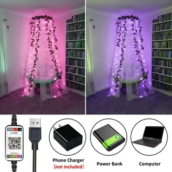 Christmas Tree Okraski LED Luči Smart Bluetooth Osebno Niz Luči Meri App Remote Control Svetlobe Dropshipping
