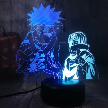 Naruto Slika Naruto Uzumaki in Uchiha Itachi 3d Noč Svetlobe 7 se Spremeni barva LED Dekorativna Svetilka za Spalnico Domači Fantje Darila