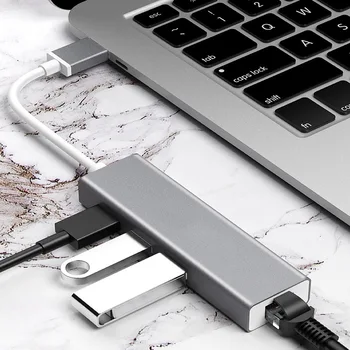 OUTMIX 4 Ports USB 3.0 Tip-C ZVEZDIŠČE USB 3.0, da RJ45 100 Mb / s Ethernet Network Adapter za Prenosnik MacBook Pro PC Dodatki