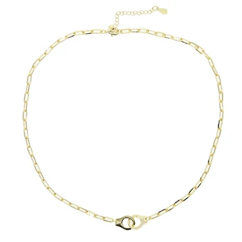 Zlato Vermeil modni nakit 925 sterling srebro odpri povezavo verige lisice ogrlico, obesek