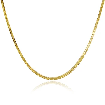 Trgovina Modni 24k GP ženske, Nakit ogrlica čistega zlata barva 3 mm Kača kosti verige za ženske, Ogrlice 45 cm