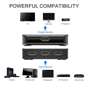 FSU 3 Vrata HDMI Switch 4K x 2K/60Hz 3 V 1 s Napajalni Kabel Podpira 1080P&3D HD Audio za Laptop Notebook PC Adapter
