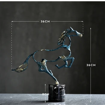 Sodobne Art Marmor, Ki Teče Modri Konj Profil Kipi Letnik Figur Žrebec Živali Kovinske Obrti Doma Dekoracijo Urad Okraski