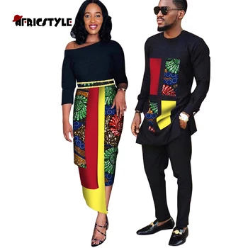 2020 afriške obleke za pare Afriške Obleke za Ženske Plašč nastavite Ljubimec Pari Oblačila Tiskanje Dolgo Obleko wyq414