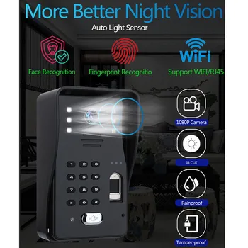 Brezžični WIFI Video Vrata Telefon Zvonec IP Interkom Sistem,1080P AHD Fotoaparat ,500 prstnih odtisov,500 Prepoznavanje obrazov odklepanje