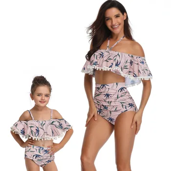2019 Mama Kopalk Beach Kopel Kopalke, Družino Videz Bikini Mamica in Mi Oblačila Mama in Hči Ujemanje Obleke Obleke