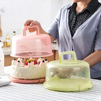 Plastični Krog Cake Box Primeru Imetnik Namizna Posoda Torta Pecivo Škatla za Shranjevanje za Rojstni dan, Poročno zabavo Kuhinjski Pribor