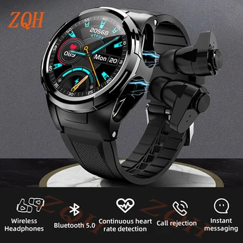 2021 ZQH Pametno Gledati 2 V 1 TWS Brezžične Slušalke Kombinirani po Meri Bluetooth BT 5.0 Klic 180-Stopinjsko Izbiranje Vrtenja Smartwatch Moških S201