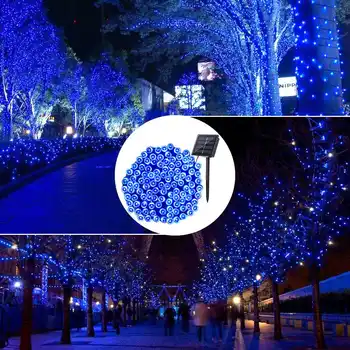 Najnovejši 12M 100 na Prostem LED Solarna Svetilka LED Niz Luči Pravljice Počitnice Božično zabavo, Venci Sončni Vrt Nepremočljiva Luči
