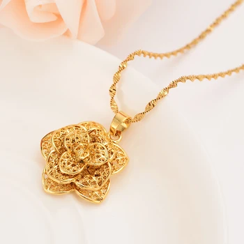 Zlato Dubaju, Indiji roža obesek ogrlice verige uhani za ženske zlato nakit sklopov poroka poročni dekleta Božična darila