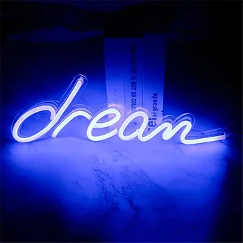 Sanje Neonske Znaki Led luči USB za Objave Kul Svetlobe Wall Art Spalnica Bar Okraski Opremo Doma Stranka Počitnice Zaslon