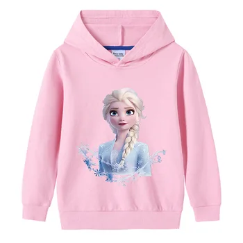 Disney Baby Dekleta Hooded Majica S Kratkimi Rokavi Zamrznjene Princesa Elsa Tiskanja Otroci Hoodie Božič Rokavi Dekliška Fant, Dolg Rokav Vrhovi