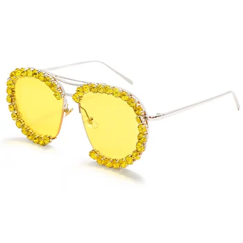 Prevelik Diamond sončna Očala Ženske 2020 Letnik Pilotni sončna Očala Moških Retro Kovinski Jasno Objektiv Okrogla sončna Očala UV400