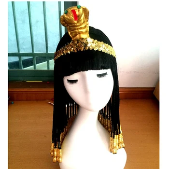 Egiptovski Kleopatra nočni klub kažejo Halloween Cosplay Kostum Lasulja + Lasuljo Skp