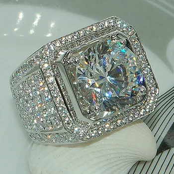 925 Srebro VS2 2 Karati Diamantni Prstan za Moške Anillos Bizuteria Gemstone, srebro 925 Nakit bague diamant bijoux femme Obroči