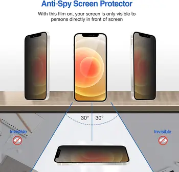 2PCS Zasebnosti Zaščitnik Zaslon za iPhone 12 11 XR Pro XS Max 30° Stopinj Anti-Spy Anti-Glare, Kaljeno Steklo Film Pokrov
